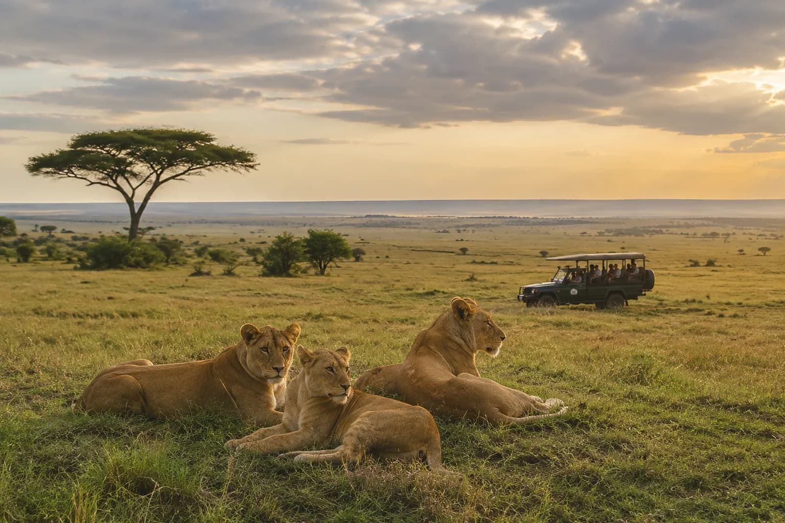 Golden morning light over the plains of the Masai Mara, Kenya